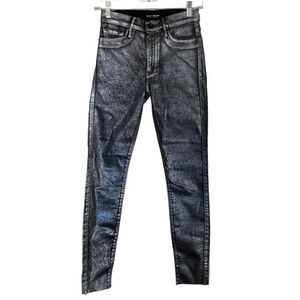 NWT BLACK ORCHID Noah Ankle Fray Thriller Jeans Skinny Metallic Coated Size 25